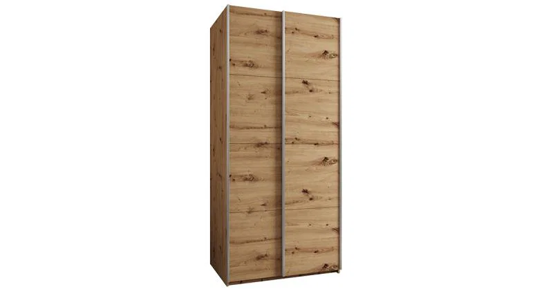 Šatní skříň LUX 1 s posuvnými dveřmi, 120×245,5×64 Dub Artisan / stříbrné