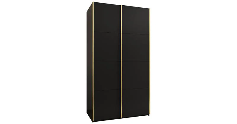 Šatní skříň LUX 1 s posuvnými dveřmi, 130×245,5×64 Černá / zlaté