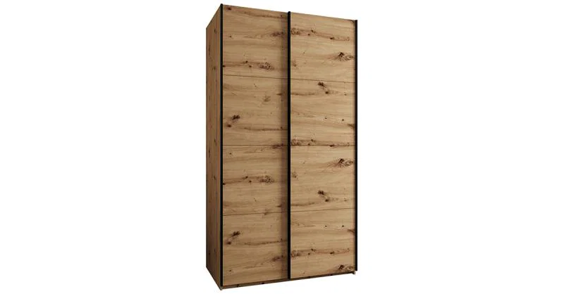 Šatní skříň LUX 1 s posuvnými dveřmi, 130×245,5×64 Dub Artisan / černé