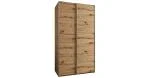 Šatní skříň LUX 1 s posuvnými dveřmi, 130×245,5×64 Dub Artisan / stříbrné