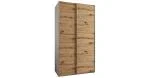 Šatní skříň LUX 1 s posuvnými dveřmi, 130×245,5×64 Bílá / dub Artisan / stříbrné