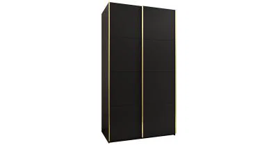 Šatní skříň LUX 1 s posuvnými dveřmi, 140×245,5×64 Černá / zlaté