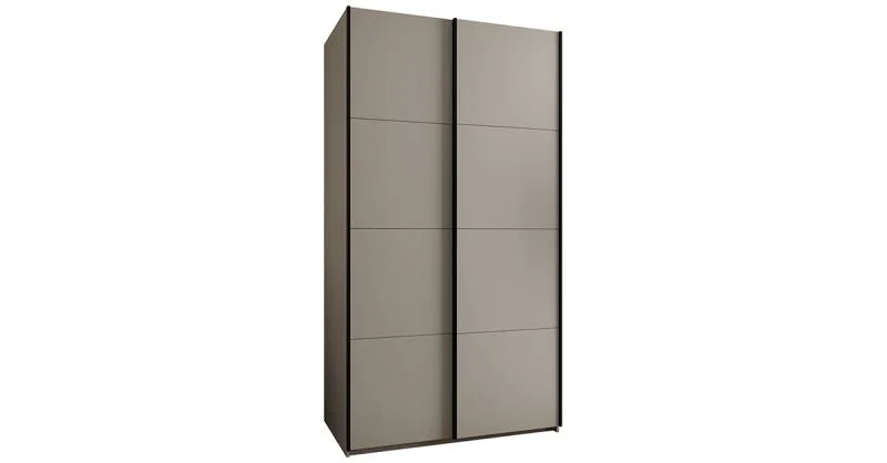 Šatní skříň LUX 1 s posuvnými dveřmi, 140×245,5×64 Kašmír / černé