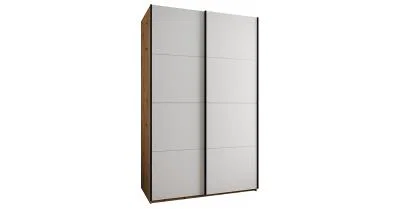 Šatní skříň LUX 1 s posuvnými dveřmi, 150×245,5×64 Dub Artisan / bílá / černé