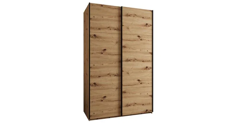 Šatní skříň LUX 1 s posuvnými dveřmi, 150×245,5×64 Dub Artisan / černé