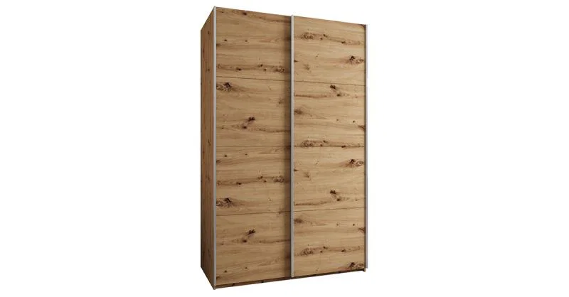 Šatní skříň LUX 1 s posuvnými dveřmi, 150×245,5×64 Dub Artisan / stříbrné