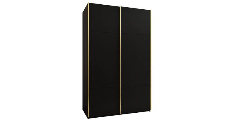 Šatní skříň LUX 1 s posuvnými dveřmi, 150×245,5×64 Černá / zlaté