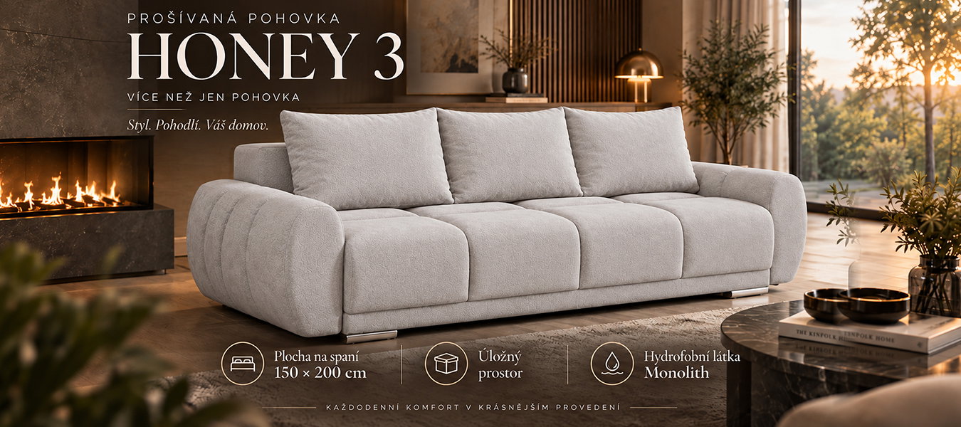 Trojmiestna rozkladacia pohovka s funkciou spania HONEY 3 | 234x97x89cm | MONOLITH SIVÁ