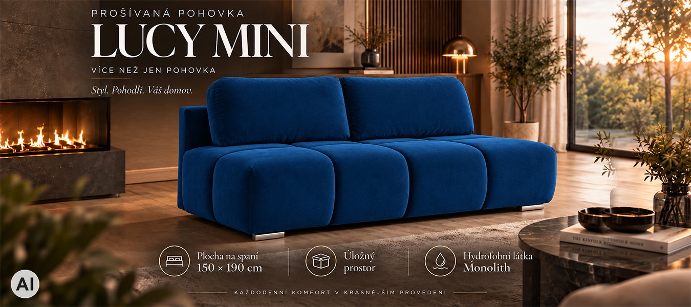Dvojmiestna rozkladacia pohovka LUCY MINI | 195x104x89cm | MONOLITH MODRÁ