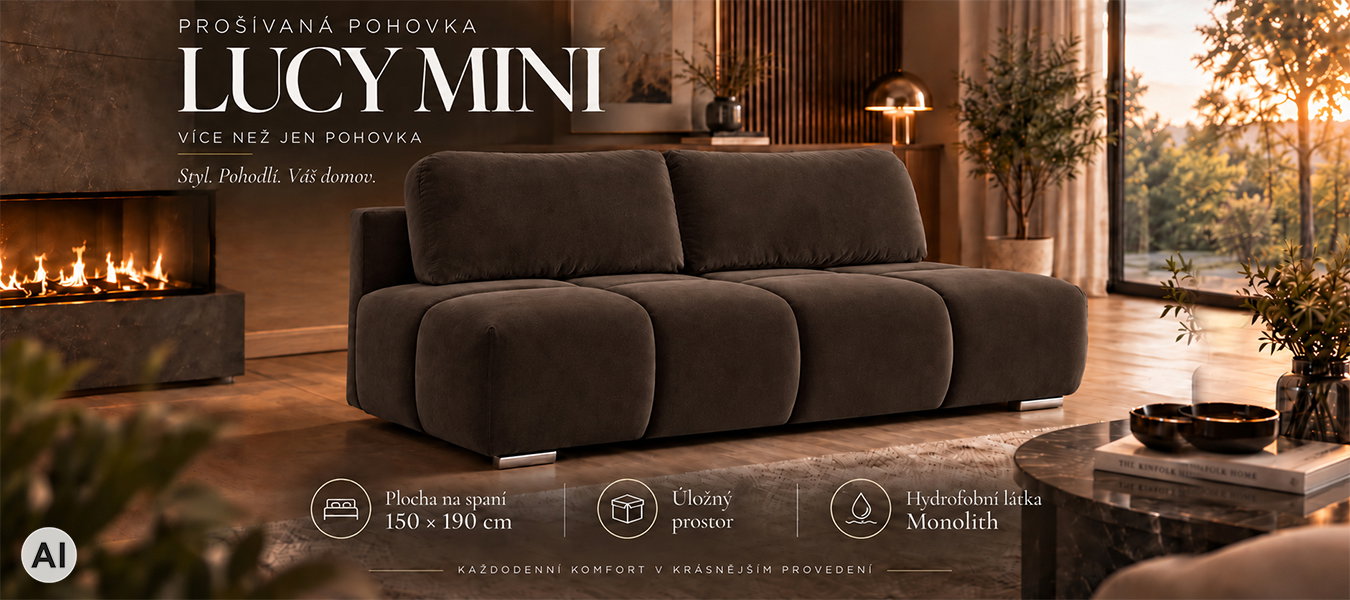 Dvojmiestna rozkladacia pohovka LUCY MINI | 195x104x89cm | MONOLITH HNEDÁ