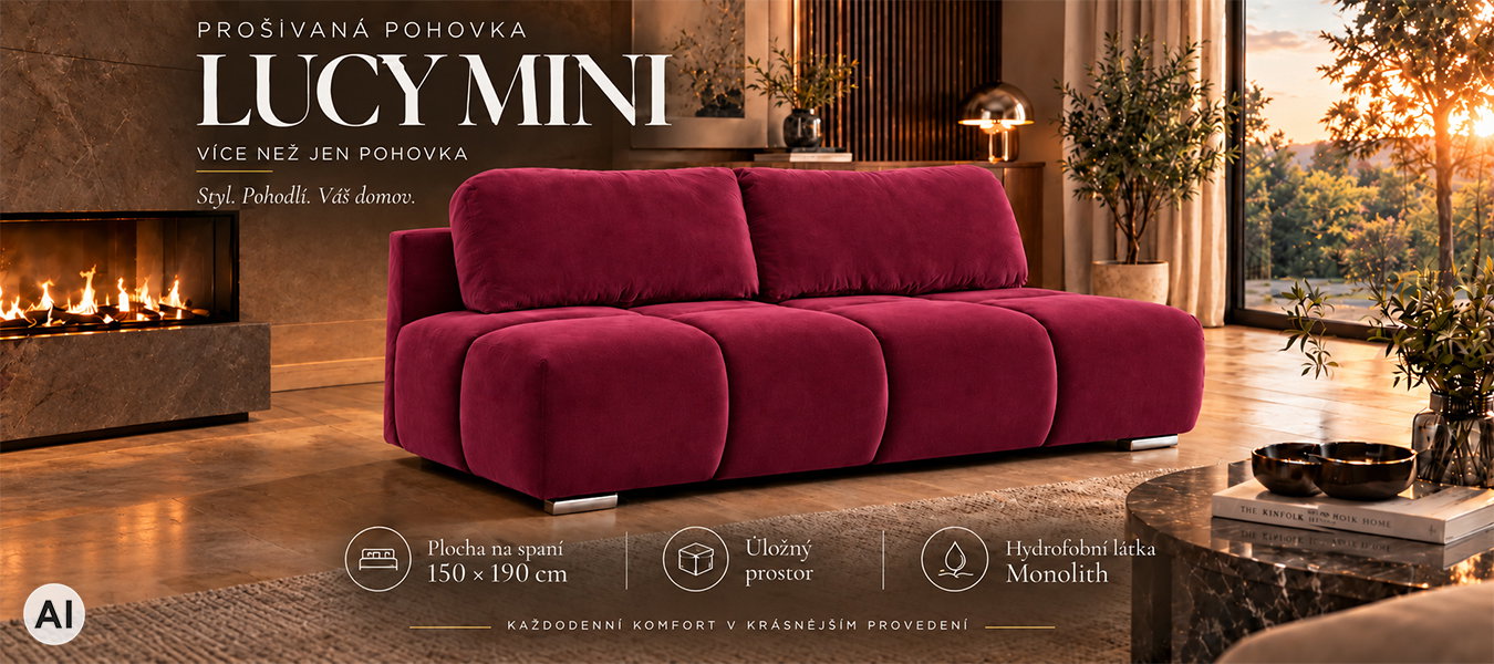 Dvojmiestna rozkladacia pohovka LUCY MINI | 195x104x89cm | MONOLITH VÍNOVÁ