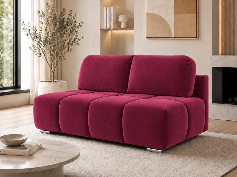 Dvoumístná rozkládací pohovka LUCY MINI | 195x104x89cm | MONOLITH VÍNOVÁ