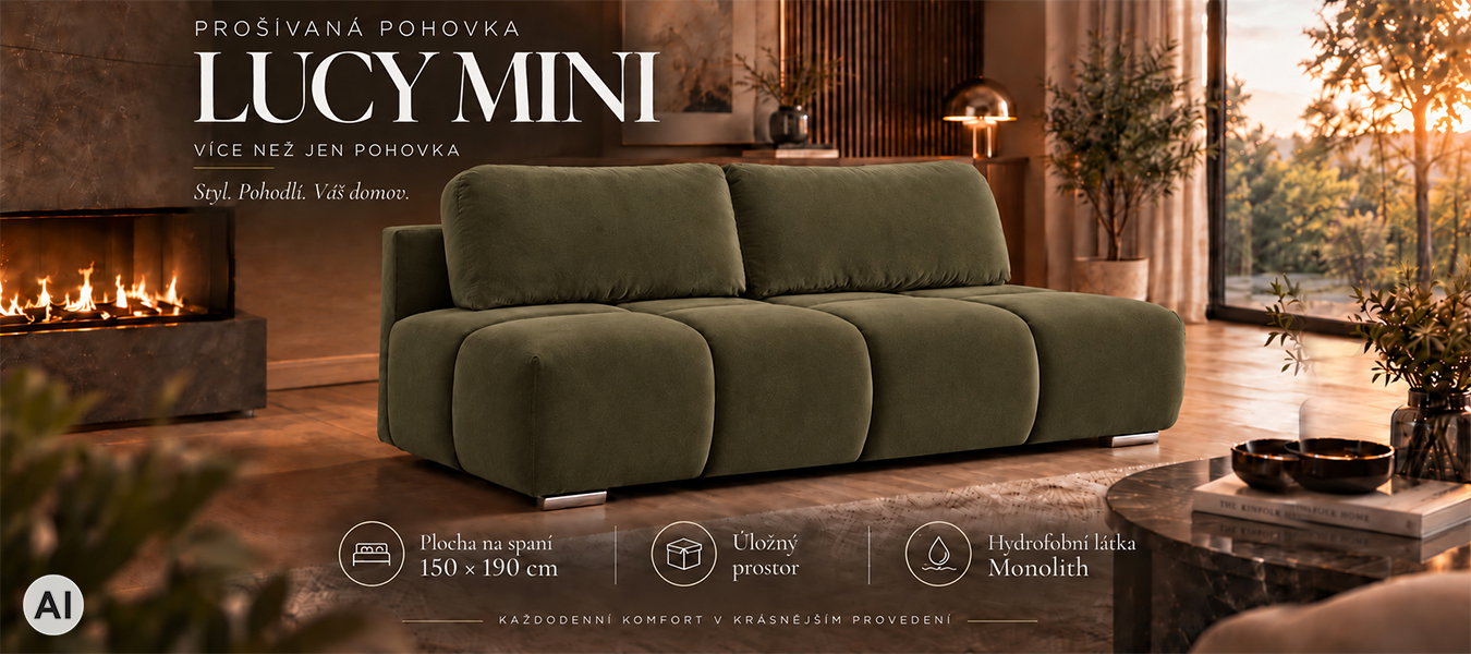 Dvojmiestna rozkladacia pohovka LUCY MINI | 195x104x89cm | MONOLITH OLIVOVÁ