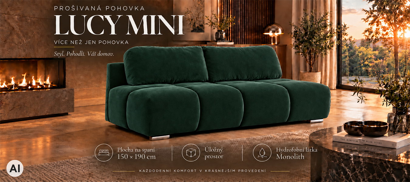 Dvojmiestna rozkladacia pohovka LUCY MINI | 195x104x89cm | MONOLITH ZELENÁ