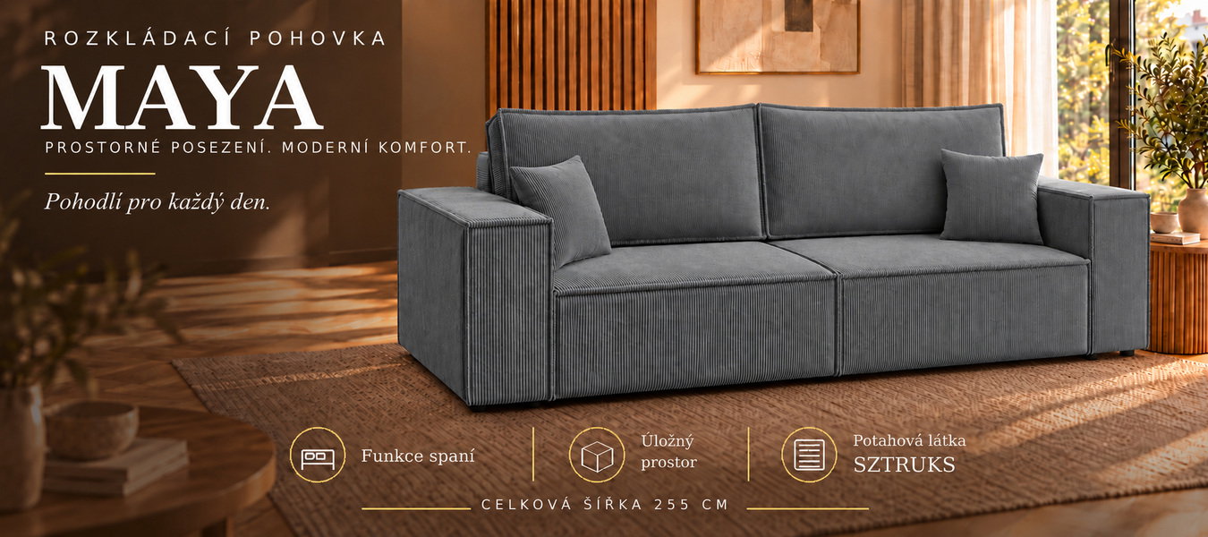 Dvojmiestna rozkladacia pohovka | MAYA | 255x105x70cm | SZTRUKS SIVÁ