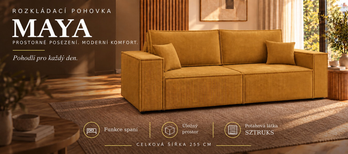 Dvojmiestna rozkladacia pohovka | MAYA | 255x105x70cm | SZTRUKS ŽLTÁ