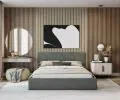 Čalouněná postel VEGAS tmavě šedá 140x200 z eko kůže s kovovým roštem