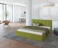 Luxusní manželská postel VEGAS zelená 160x200 semiš s kovovým roštem