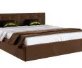 Čalouněná postel CRYSTAL hnědá 160x200 s dřevěným roštem