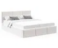Čalouněná postel AMBER 140x200 Bílá Trinity s úložným prostorem  dřevěný rošt
