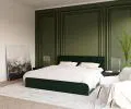 Luxusní manželská postel CRYSTAL tmavě zelená 90x200 s kovovým roštem