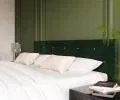 Luxusní manželská postel CRYSTAL tmavě zelená 90x200 s kovovým roštem