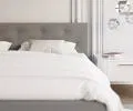 Luxusní manželská postel CRYSTAL šedá 90x200 s kovovým roštem