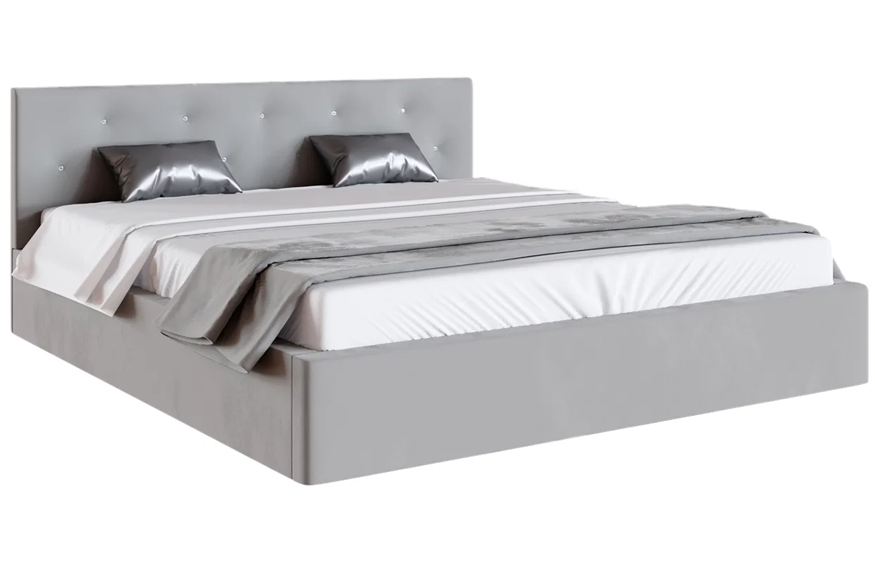 Čalouněná postel CRYSTAL šedá 90x200 s kovovým roštem