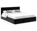 Čalouněná postel AMBER 140x200 Černá Trinity s úložným prostorem dřevěný rošt