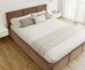 Čalouněná postel AMBER 160x200 Hnědá Trinity s úložným prostorem dřevěný rošt