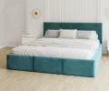 Čalouněná postel AMBER 160x200 Tyrkysová Trinity s úložným prostorem dřevěný rošt