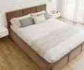 Čalouněná postel AMBER 180x200 Hnědá Trinity s úložným prostorem dřevěný rošt