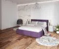 Čalouněná postel AMBER 180x200 Fialová Trinity s úložným prostorem kovový rošt