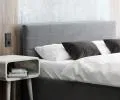 Čalouněná postel TOPAZ grafit 140x200 z eko kůže s kovovým roštem