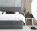 Čalouněná postel TOPAZ grafit 140x200 z eko kůže s kovovým roštem