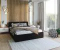 Luxusní manželská postel TOPAZ černá 180x200 z eko kůže s kovovým roštem