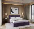 Luxusní postel FLORIDA 140x200 s kovovým zdvižným roštem FIALOVÁ