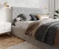 Čalouněná postel CHICAGO EKO KŮŽE 160x200 s kovovým zdvižným roštem SVĚTLE ŠEDÁ