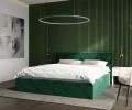 Čalouněná postel CARO 140x200 s kovovým zdvižným roštem ZELENÁ