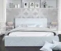 Luxusní postel CARO 180x200 s kovovým zdvižným roštem SVĚTLE MODRÁ