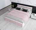 Manželská postel PANAMA T 160x200 se zvedacím kovovým roštem BÍLÁ RŮŽOVÁ