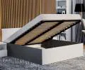 Dvoulůžková postel s úložným prostorem 160x200 PANAMA se zdvižným roštem ŠEDÁ BÍLÁ