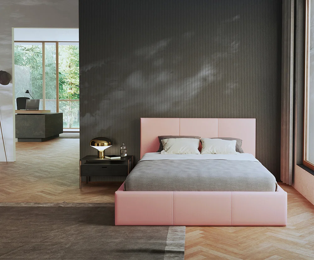 Čalouněná postel 140x200 cm VIP se zdvižným roštem RŮŽOVÁ