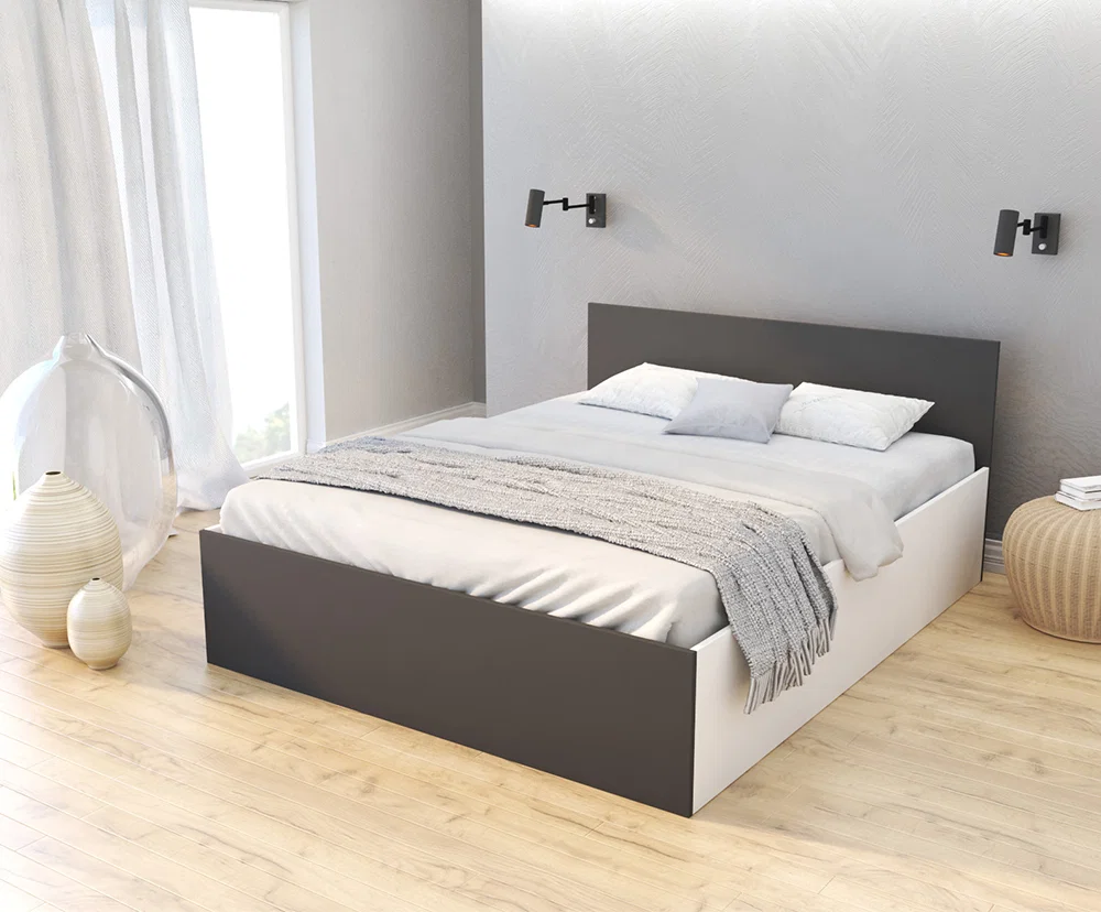 Manželská postel PANAMA KLASIK 160x200 + rošt ŠEDÁ-BÍLÁ