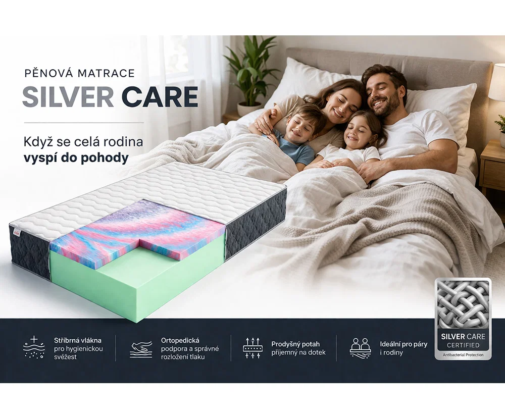 Pěnová matrace MERIDO 160x200 cm HR pěna Silver Care potah 30 cm
