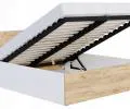 Postel PANAMA 120x200 se zvedacím dřevěným roštem BÍLÁ DUB