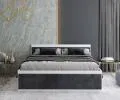 Manželská postel PANAMA T 180x200 se zvedacím kovovým roštem BÍLÁ TMAVĚ ŠEDÁ