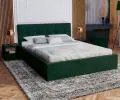 Postel s úložným prostorem 120x200 cm VEGAS VELUR TMAVĚ ZELENÁ