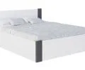 Manželská postel 140x200 cm BOSTON BÍLÁ - ŠEDÁ se zdvižným dřevěným roštem