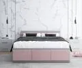 Manželská postel PANAMA T 180x200 se zvedacím kovovým roštem ŠEDÁ RŮŽOVÁ